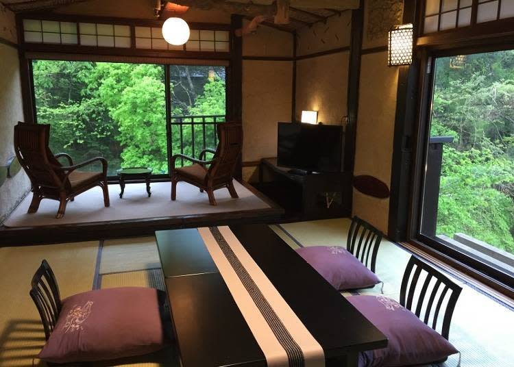 Guest rooms are cozy and bear a distinctively Japanese vibe