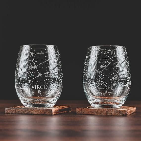 Virgo Stemless Wine Glasses