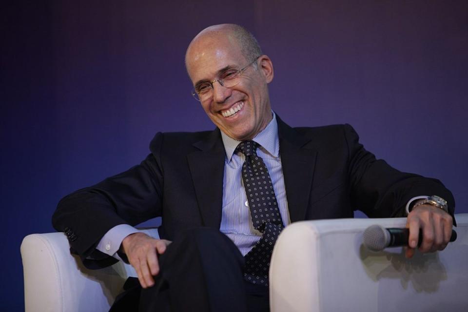 Jeffrey Katzenberg, CEO, Director y Co-Fundador de DreamWorks Animation, hablando en la Cumbre Global del Consejo Mundial de Viajes y Turismo 2014 en Hainan, China.