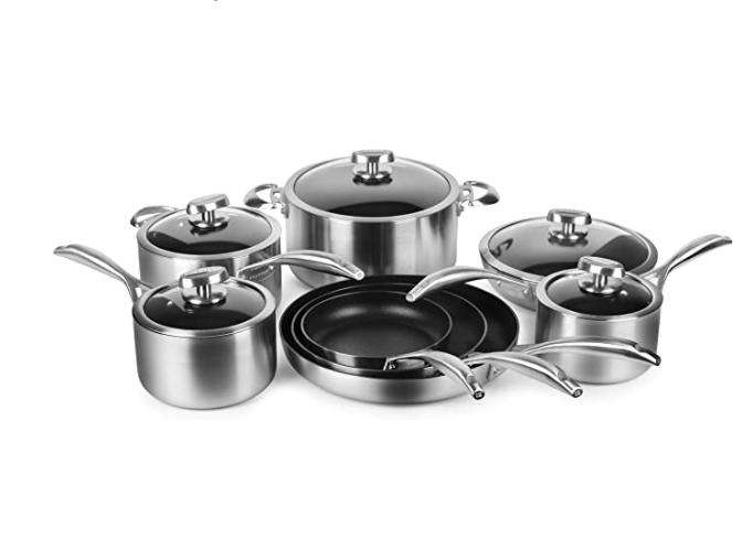 7) Scanpan CS+ 13 Piece Stainless Steel Nonstick Cookware Set with Stratanium Plus Nonstick - Made in Denmark Coating