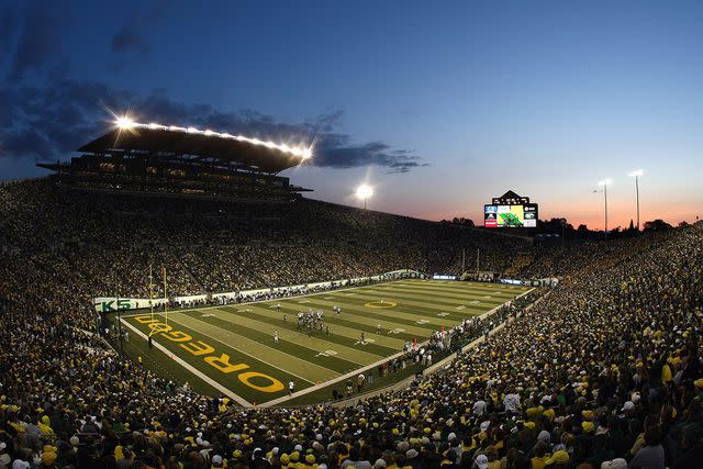 <p>Jonathan Ferrey/Getty Images</p> Autzen Stadium at the University of Oregon