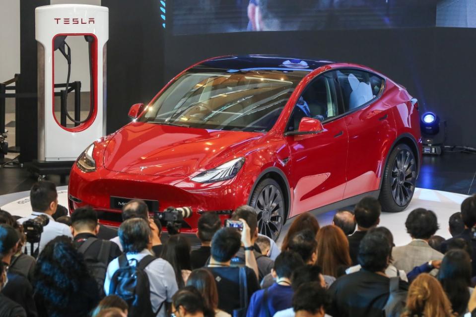 Tesla today unveiled its all-new electric sports utility vehicle (SUV), the Model Y in Malaysia. — Picture by Yusof Mat Isa