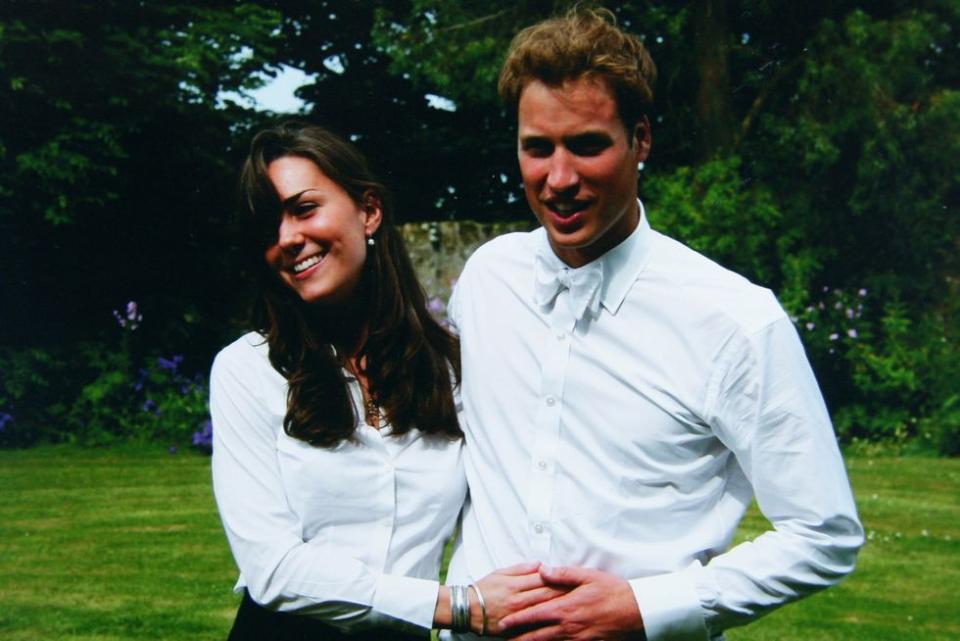 <p>The pair were photographed beaming on their graduation day, wearing crisp whites in the gardens of St. Andrew's. </p>