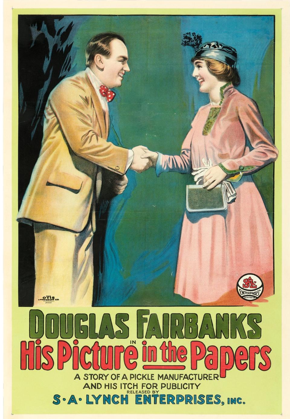 "His Picture in the Papers," a 1916 Douglas Fairbanks comedy filmed partly in Fort Lee