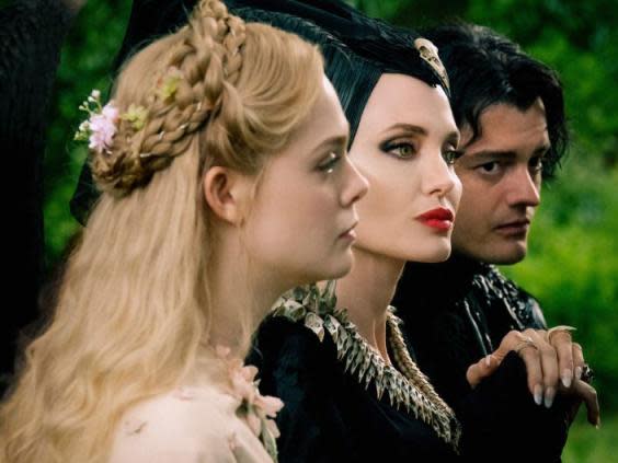 ‘I’m happy to be in something people might actually watch’: Elle Fanning, Angelina Jolie and Sam Riley in ‘Maleficent: Mistress of Evil’ (Disney)
