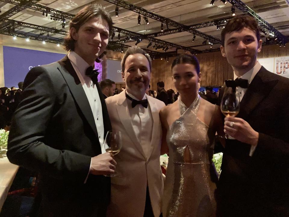 Denis Villeneuve celebrates six “Dune” wins at the Governors Ball with his three children - Credit: Anne Thompson