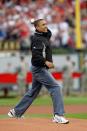 ST. LOUIS, MO - JULY 14: President Barack Obama throws the first pitch before the 2009 MLB All-Star Game at Busch Stadium on July 14, 2009 in St Louis, Missouri. (Photo by Jamie Squire/Getty Images)