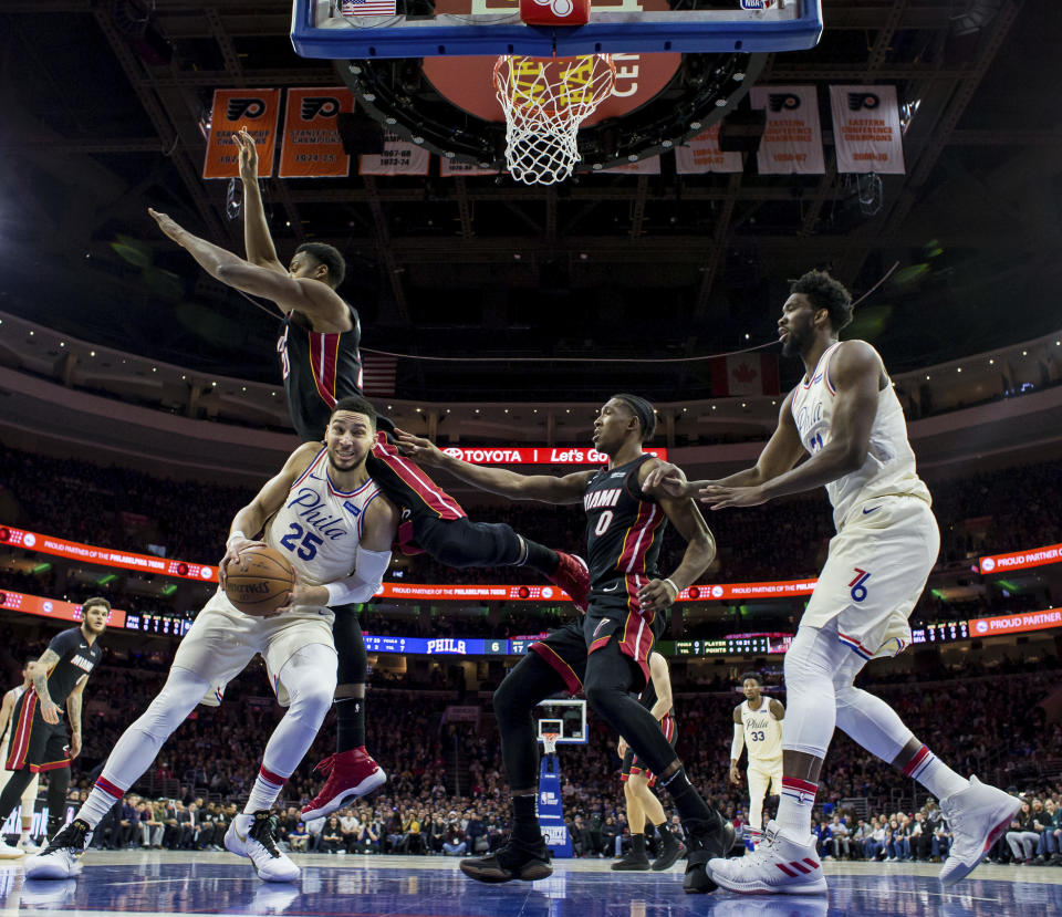 Ben Simmons, Joel Embiid and Co. punctuated the arrival of “The Process” ahead of schedule Tuesday, completing a dominant series win over the Heat. (AP)