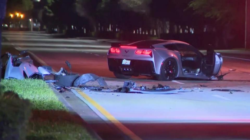 C7 Corvette Crashes Dramatically In Miami  