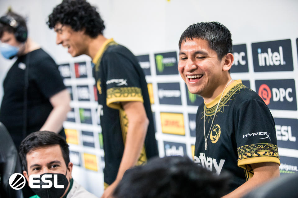 Scofield celebrating their win after an impressive performance in both games as the support Tiny. (Source: ESL)