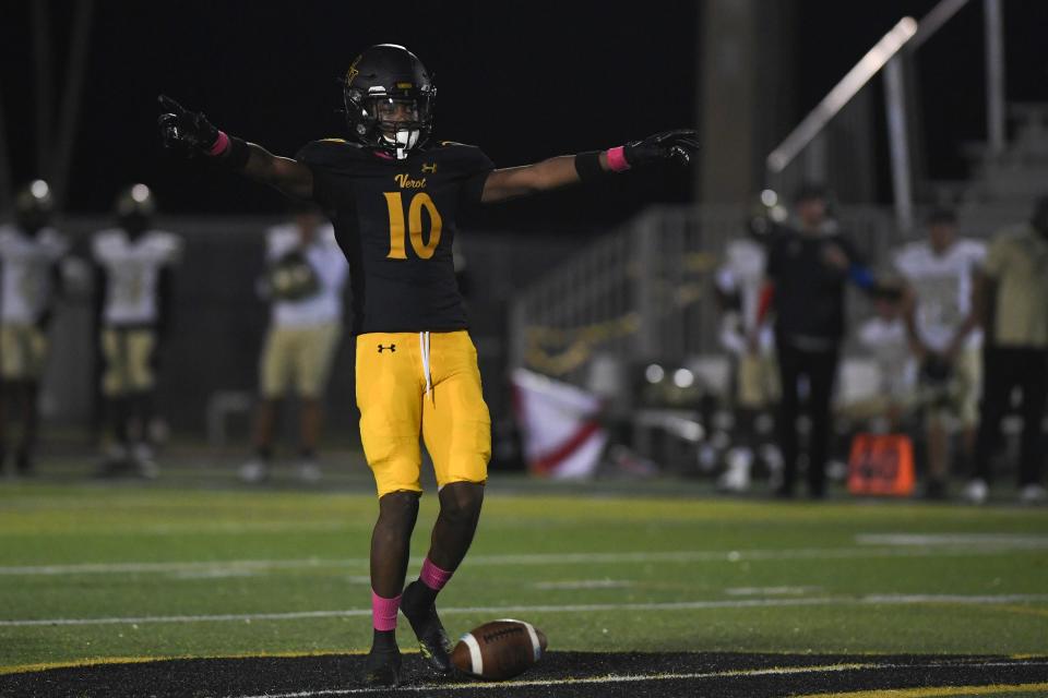 Bishop Verot hosts Gateway in their first high school football matchup since Hurricane Ian on Friday, Oct. 14, 2022, in Fort Myers. The Vikings won 67-0 against the Eagles. 