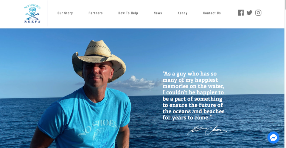 A screen shot of Kenny Chesney from his No Shoes Reefs site.