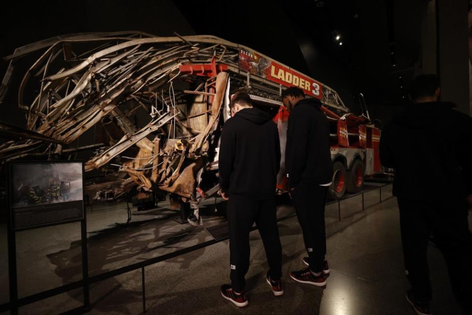 Rutgers football and the Miami Hurricanes visit One World Observatory and then visited the 9/11 Memorial and Museum. Photos via the New York Yankees and the Bay Boy Mowers Pinstripe Bowl.