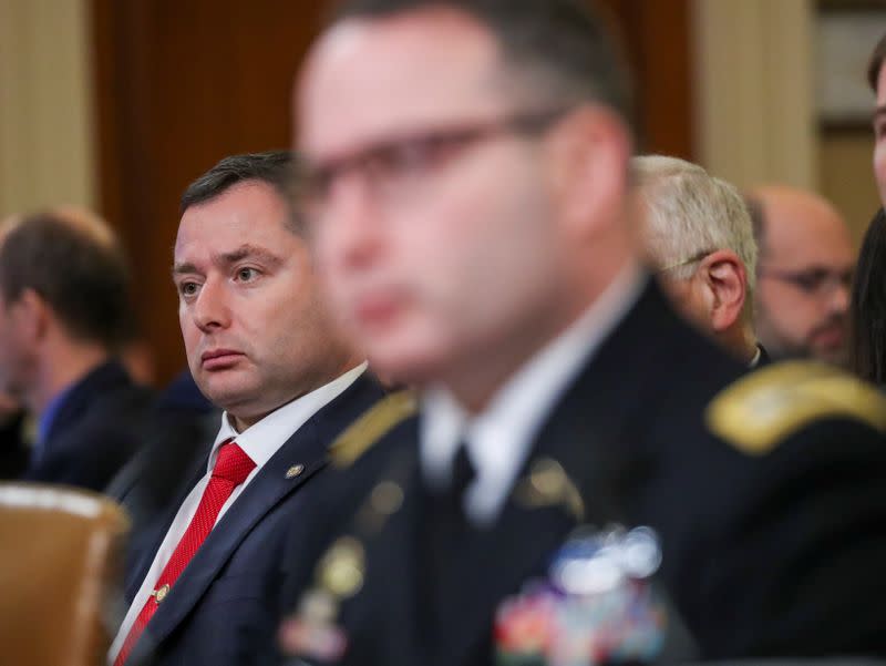 Lt Colonel Vindman testifies at House Intelligence Committee hearing on Trump impeachment inquiry on Capitol Hill in Washington