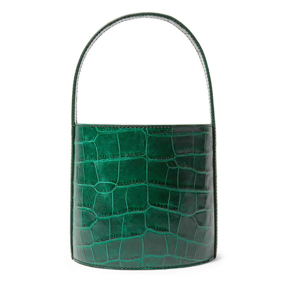 Staud Bissett Croc Effect Leather Bucket Bag