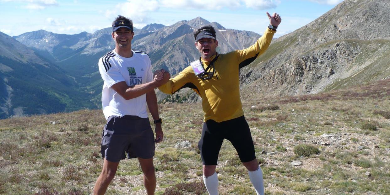 Photo credit: Roy Wallack (right) with Gordon Wright during the 2008 TransRockies Run. Courtesy Gordon Wright 