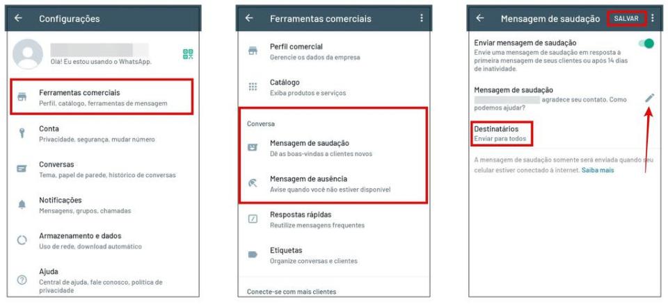 <em>Acesse as configurações para colocar mensagem automática no WhatsApp (Captura de tela: Rodrigo Folter)</em>