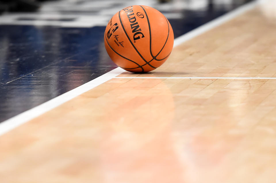 WASHINGTON, DC - DECEMBER 28: A general view of a Spalding game ball used during the game between the Washington Wizards and the New York Knicks at Capital One Arena on December 28, 2019 in Washington, DC. NOTE TO USER: User expressly acknowledges and agrees that, by downloading and or using this photograph, User is consenting to the terms and conditions of the Getty Images License Agreement. (Photo by Will Newton/Getty Images)