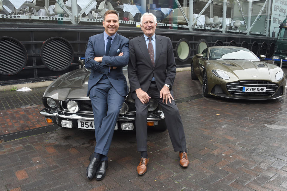 LONDON, ENGLAND - SEPTEMBER 29:  David Walliams and George Lazenby attend the 50th anniversary screening of 