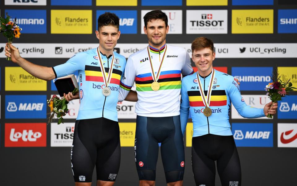 Wout van Aert, Filippo Ganna and Remco Evenepoel – - GETTY IMAGES