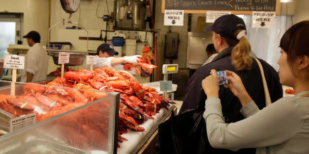 In this May 15, 2012 photo, a patron photographs live lobsters displayed for sale at New York Cityâs Chelsea Market. One hundred years after the introduction of the Oreo, the complex that was once the former home to Nabisco is slated for an expansion many neighborhood residents oppose. (AP Photo/Richard Drew)