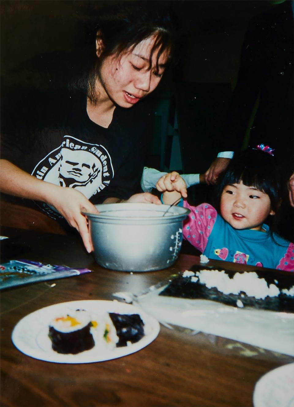 Rolling gimbap, a Korean version of sushi, is one of the first memories I have of making Korean food.