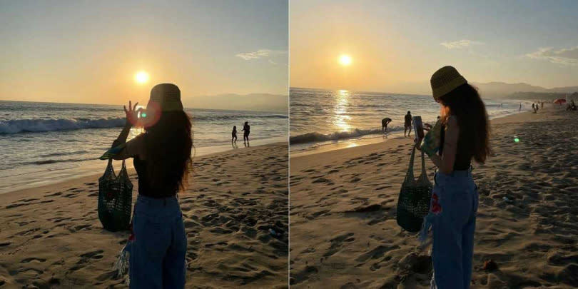 蔡依林的海邊夕陽照疑似是在美國拍攝。（圖／翻攝自蔡依林IG）
