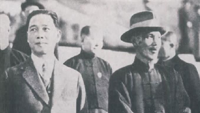 汪精衛（左）、蔣介石（右）爭搶孫中山接班人。（圖 ／翻攝自維基百科）