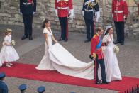 <p>It was the bridesmaids dress that sent shockwaves around the world: Pippa Middleton wore a <a href="https://www.who.com.au/pippa-middletons-bridesmaid-dress" rel="nofollow noopener" target="_blank" data-ylk="slk:slim-fit white dress;elm:context_link;itc:0;sec:content-canvas" class="link ">slim-fit white dress</a> as maid of honor in her sister Kate Middleton’s royal wedding to Prince William.</p>