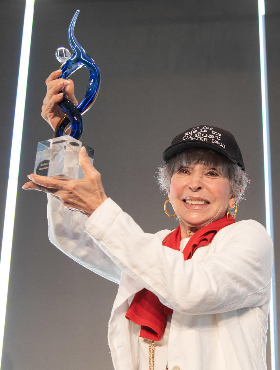 <p>Rita Moreno receives the 2022 Barbara Bridges Inspiration Award during the Women+Film Awards Luncheon at The Denver Art Museum on May 13 in Colorado. </p>