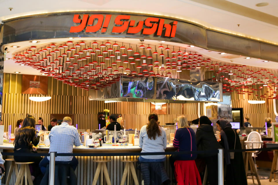 LONDON, UNITED KINGDOM - 2020/03/15: Exterior view of Yo! Sushi in London, UK. (Photo by Dinendra Haria/SOPA Images/LightRocket via Getty Images)