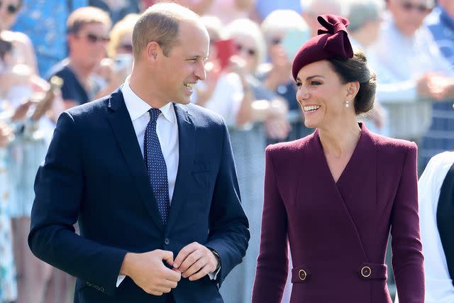 <p>Chris Jackson/Getty Images</p> Prince William and Kate Middleton arrive at St Davids Cathedral in Wales for a service honoring Queen Elizabeth on the first anniversary of her death on Sept. 8.