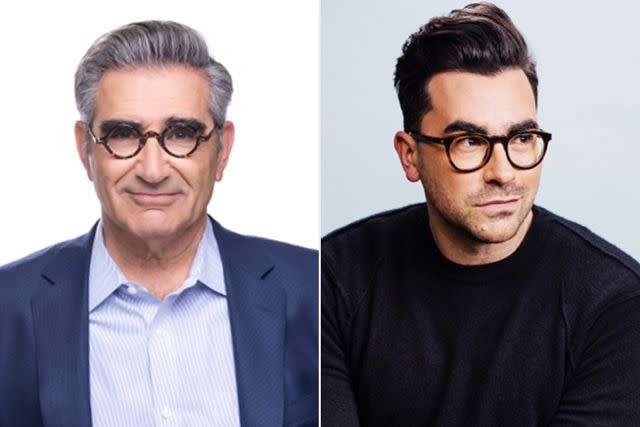 <p>Caitlin Cronenberg; Jose Mandojana</p> Emmy hosts Eugene Levy, Dan Levy