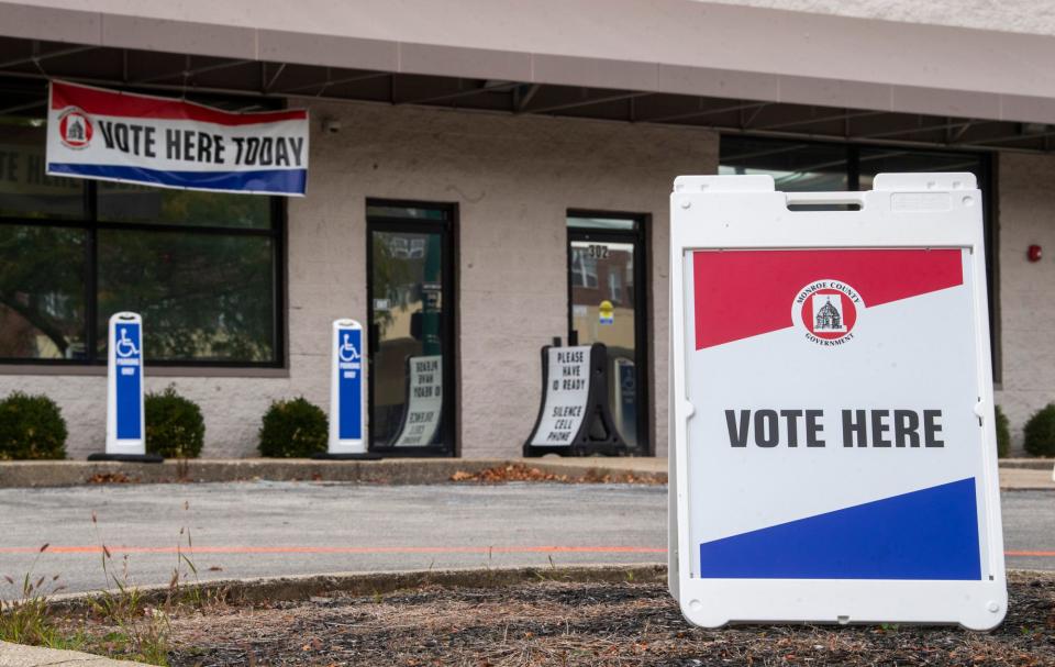 A sign letting people know they can vote at Monroe County Election Operations, which is open for early voting, on Wednesday, Oct. 11, 2023.