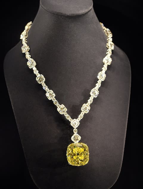 Tiffany yellow diamond necklace - Credit: YOSHIKAZU TSUNO/AFP/GettyImages