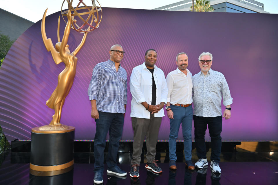 (L-R) Reggie Hudlin, Kenan Thompson, Ian Stewart and Frank Scherma on Thursday - Credit: Michael Buckner/Deadline