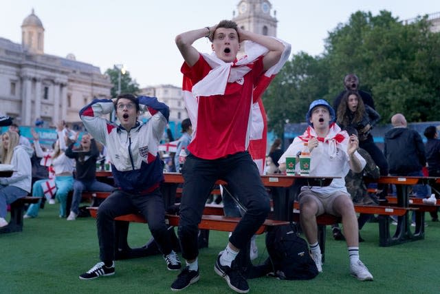 Fans watching England v Denmark