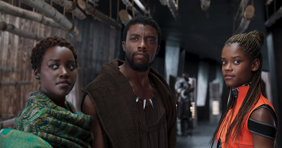 Black panther 2018 Real  Ryan Coogler Chadwick Boseman Lupita Nyong o Letitia Wright. Collection Christophel © Marvel Studios / Walt Disney Pictures