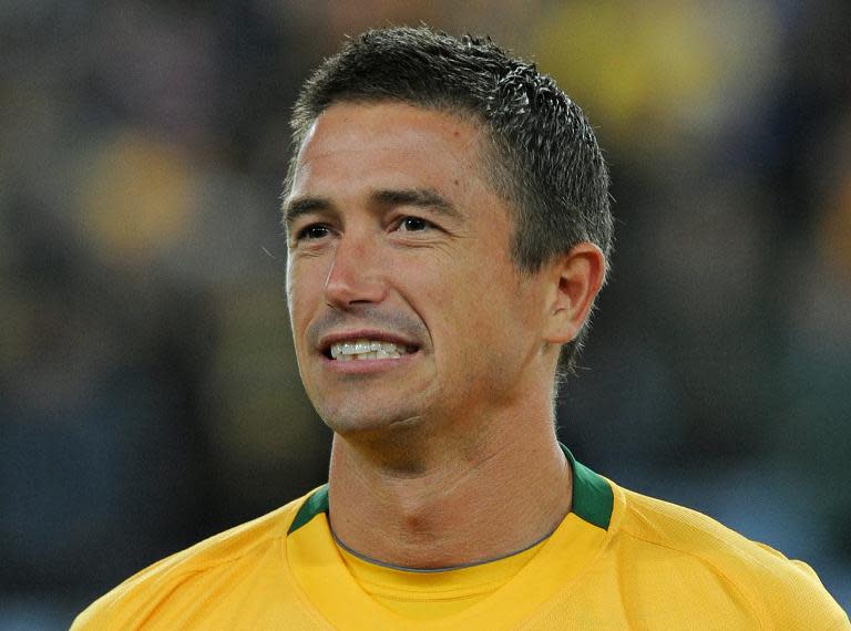 Harry Kewell of the Socceroos pictured before the start of the World Cup Asian football qualifier against Bahrain in Sydney in June 2009