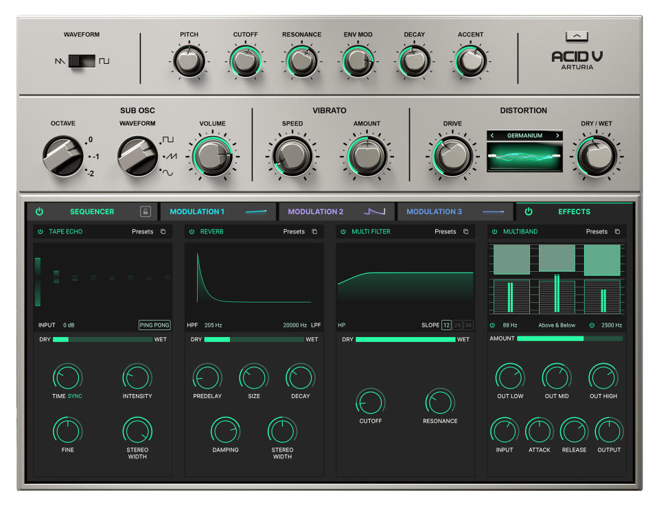 Arturia Acid V's effects section.