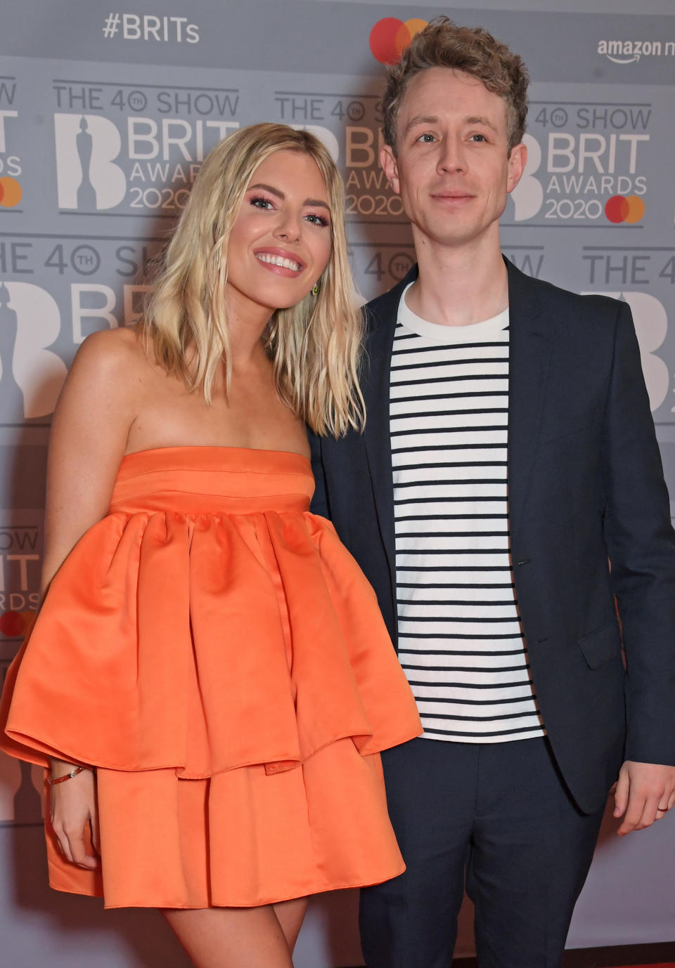 LONDON, ENGLAND - FEBRUARY 18: (EDITORIAL USE ONLY)  Mollie King and Matt Edmondson attend The BRIT Awards 2020 at The O2 Arena on February 18, 2020 in London, England.  (Photo by David M. Benett/Dave Benett/Getty Images)