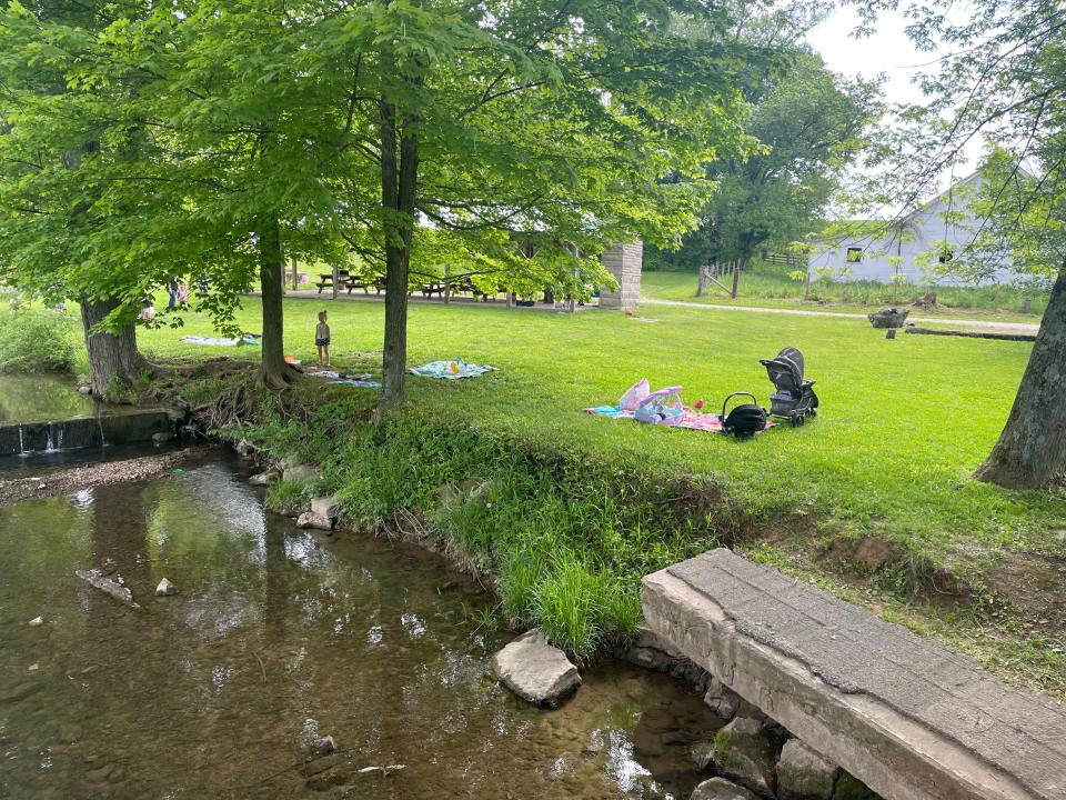 In spring, Springville Park was filled with second and third graders from the local school, running races, kicking soccer balls, shooting free throws, and impatiently waiting till after lunch to get their feet wet in the stream.