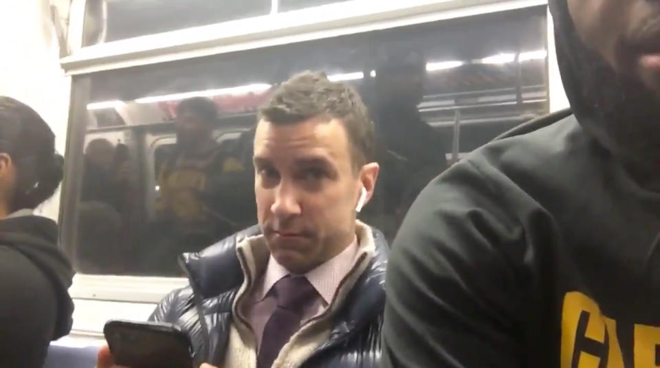 LeBron James’ commuting buddy is not thrilled to be on camera. (Screen shot via Uninterrupted)