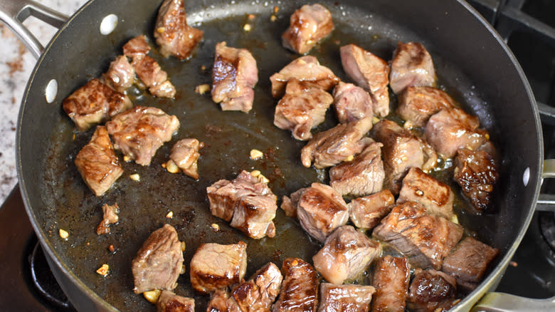 cooking Vietnamese shaking beef