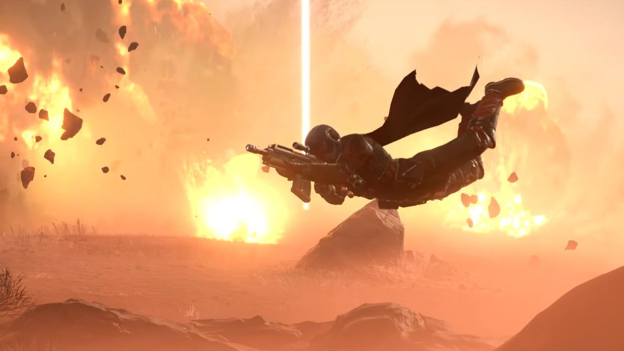  Helldivers 2 Democratic Detonation Warbond diving. 