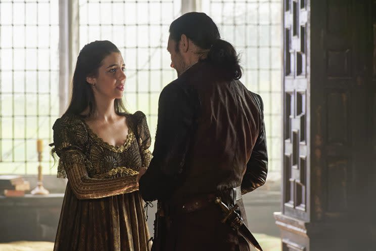 Adelaide Kane as Mary, Queen of Scots and Adam Croasdell as Bothwell in CW's Reign. (Photo Credit: Ben Mark Holzberg/The CW)