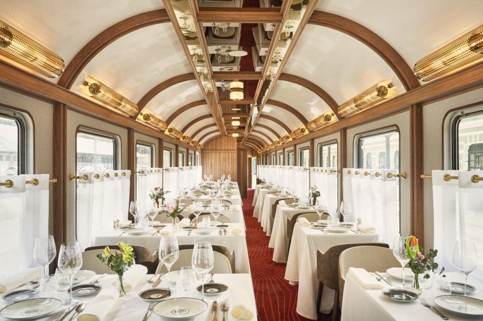 One of the hotel's restaurant inside a train carriage.