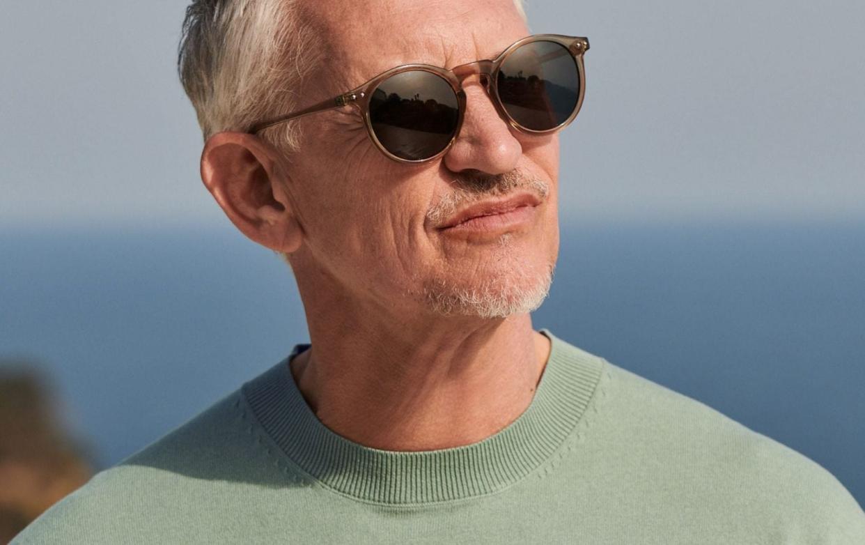 Gary Lineker models a knitted regular fit T-Shirt in a promotional video on Next's social media channels