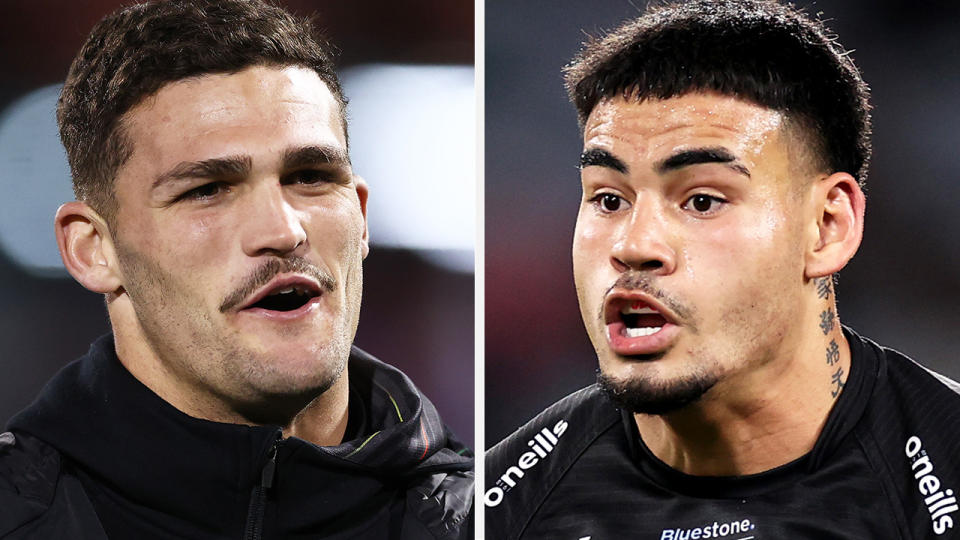 Nathan Cleary and Taylan May are pictured side by side.