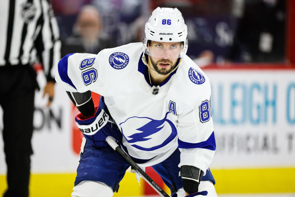 La superestrella de la NHL, Nikita Kucherov, ha vuelto a su forma de MVP.  (Foto de Jaylynn Nash/Getty Images)